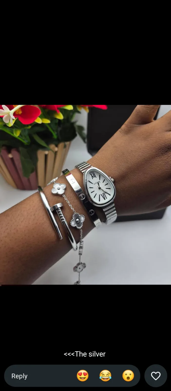 Elegant female watch and bracelet set